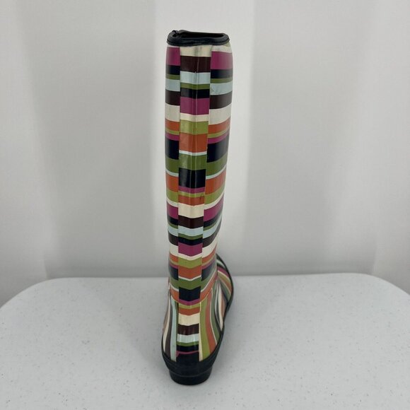 Coach Womens Striped Rain Boots Multicolor Rubber Size 6B - Picture 6 of 10